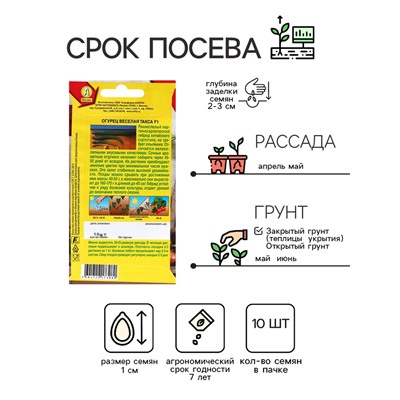 Семена Огурец "Веселая такса" F1, ц/п, 10 шт