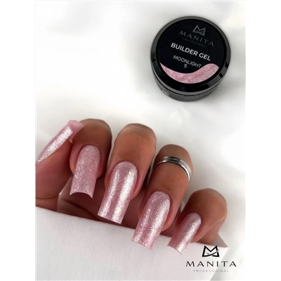 MANITA Гель моделирующий для ногтей с хлопьями юки / Builder Gel Moonlight №05, 15 мл 28228
