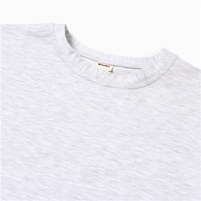 Футболка оверсайз с нашивкой женская MINAKU: One Most Brand, серая меланж, размер 44