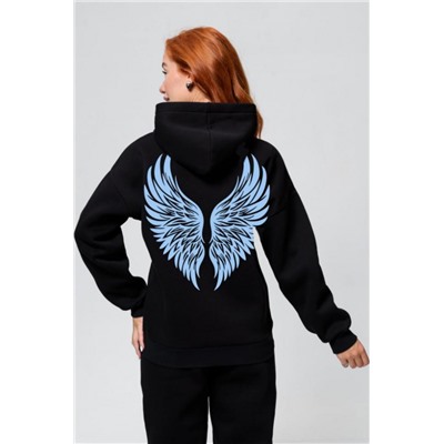 8578 толстовка женская оверсайз (Черный_ангел)