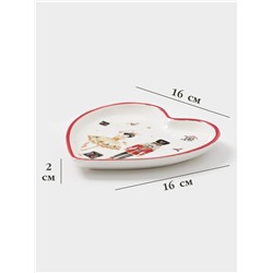 Тарелки сервировочные новогодние Доляна «Сказочный бал.Щелкунчик», набор 2 шт., 22.5×2.6 см, 16.5×2 см, доломит, белые