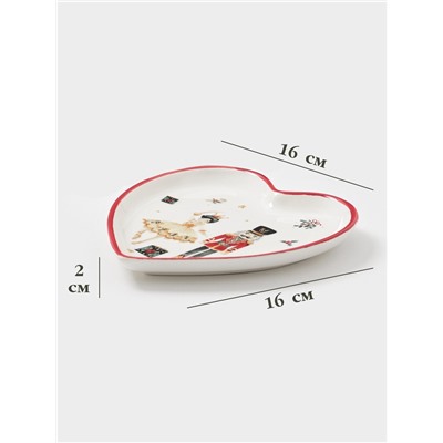 Тарелки сервировочные новогодние Доляна «Сказочный бал.Щелкунчик», набор 2 шт., 22.5×2.6 см, 16.5×2 см, доломит, белые