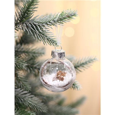 Ёлочные игрушки «Льдинка веточки», шары новогодние, d=6 см, набор 6 шт., белый