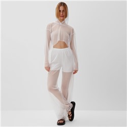 Костюм женский (лонгслив с капюшоном, брюки) MINAKU: Casual Collection, размер 46, белый