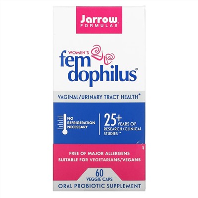 Jarrow Formulas, Fem Dophilus, добавка для женщин, 60 растительных капсул