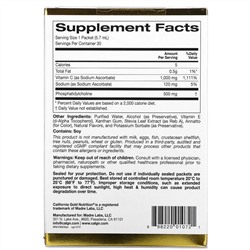 California Gold Nutrition, липосомальный витамин C, со вкусом натурального апельсина, 1000 мг, 30 пакетиков по 5,7 мл (0,2 унции) каждый