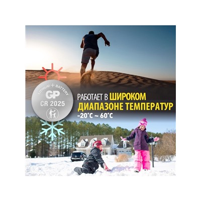 Батарейка литиевая GP, CR2025-5BL, 3 В, блистер, 5 шт.