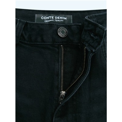 Актуальная коллекция CONTE CON-800 Чёрные джинсы wide leg с дополнительной петлёй для кастомизаций