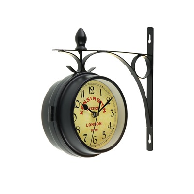 Часы настенные интерьерные Kensington station, двусторонние, на подвесе, бесшумные, плавный ход, d=12 см