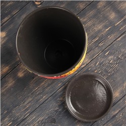 Горшок для цветов «Радуга №3», керамический, с поддоном, 1.5 л, коричневый с орнаментом