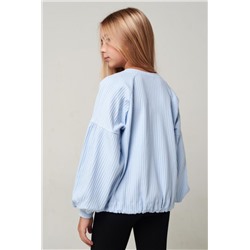 Блузка Кассандра длинный рукав (Голубой)