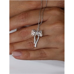 Колье из серебра с фианитами родированное - Бант 241-10-269р