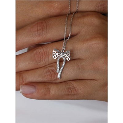 Колье из серебра с фианитами родированное - Бант 241-10-269р