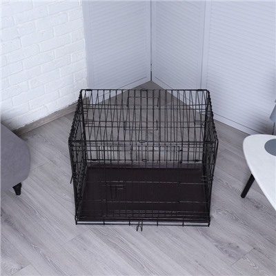 Клетка для собак №3 с металлическим поддоном, складная, 76×56×60 см