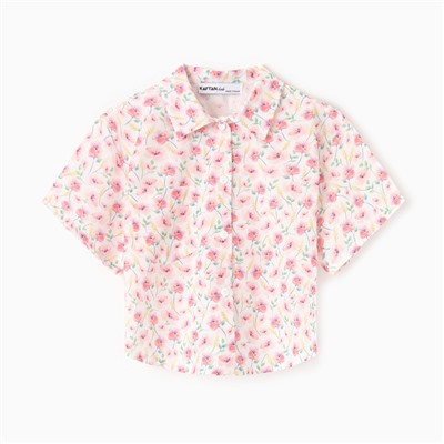 Рубашка для девочки KAFTAN «Цветы», размер 34 (122-128 см), розовая