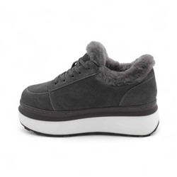 Ботинки из натуральной кожи на меху MD0123-2 серые