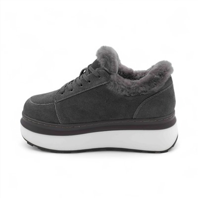 Ботинки из натуральной кожи на меху MD0123-2 серые