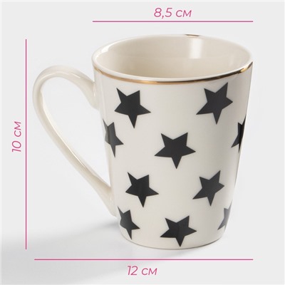 Кружка Доляна «Звёзды», 350 мл, фарфор, белая