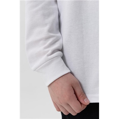 Поло Молния Контур длинный рукав детское (Белый/т.синий)