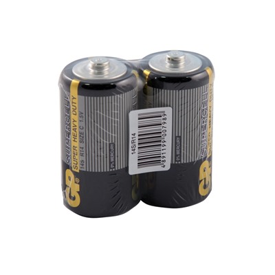 Батарейка солевая GP Supercell Super Heavy Duty, C, 14S / R14, 1.5 В, спайка, 2 шт.