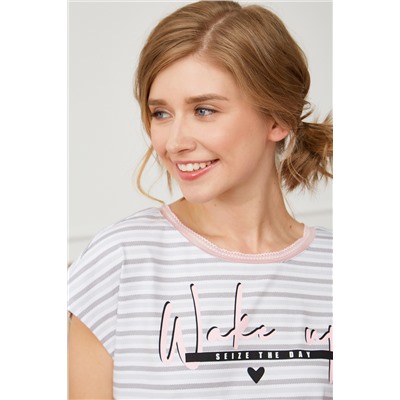 Комплект жен: фуфайка (футболка), шорты Mia Cara SS23WJ354 Sweety Wink темно-серый меланж/полоска