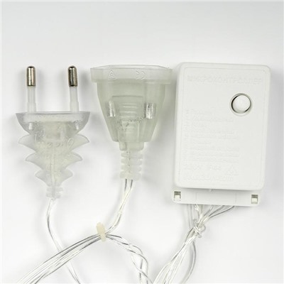 УЦЕНКА Гирлянда «Занавес», 2×1.5 м, с насадками «Ёжики», IP20, 360 LED, 220 В, 8 режимов, прозрачная нить, свечение белое