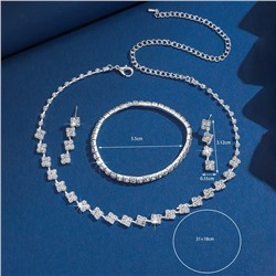 Комплект бижутерии вечерний: Колье, Серьги и Браслет. "Квадраты"