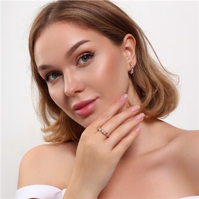 Комплект ювелирной бижутерии коллекция "Дубай" серьги и кольцо 18 р, покрытие позолота, вставка: фианиты, цвет: прозрачный, арт.314.832-18