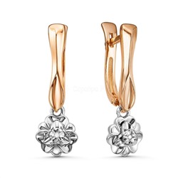 Серьги из золочёного серебра с бриллиантами и родированием 925 пробы п2-704зр110