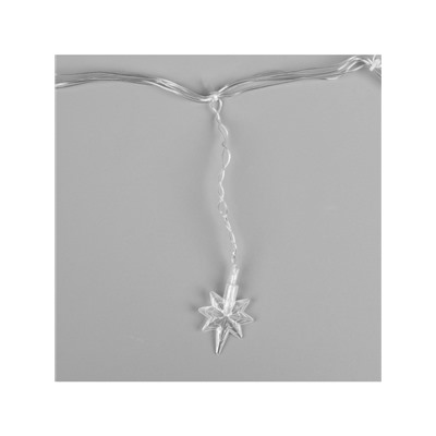 Гирлянда «Бахрома» 1.8×0.5 м с насадками «Звёзды», IP20, прозрачная нить, 48 LED, свечение мульти (RG/RB), мигание, 220 В