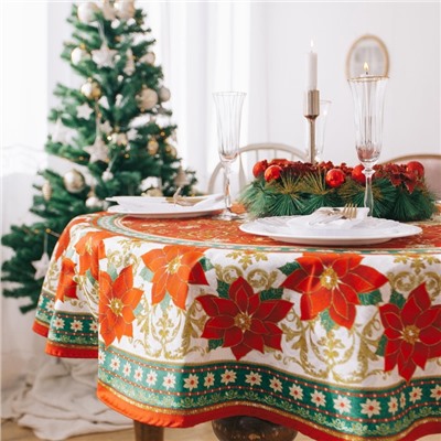 УЦЕНКА Скатерть Этель "Сказка в Новый Год" d=220 +/- 3см, хлопок 100%
