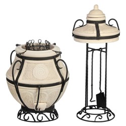 Тандыр «Сармат Аладдин» мини, h=91 см, d=62, 100 кг, 12 шампуров, кочерга, совок, керамика