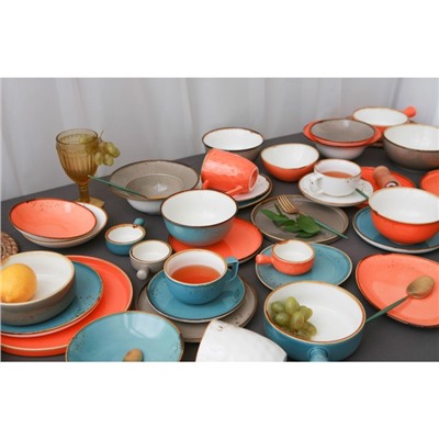 Чайная пара фарфоровая Magistro «Церера», 2 предмета: чашка 250 мл, блюдце d=16.3 см, цвет коричневый