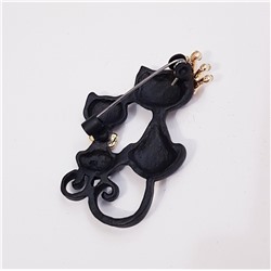 Брошь Кошки с камнями, цвет черный, арт.748.284