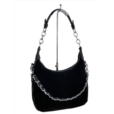 Женская сумка из искусственной кожи и натуральной замши, цвет черный