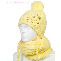 02-19-S Комплект для девочки (шапка+снуд) (52-54)
