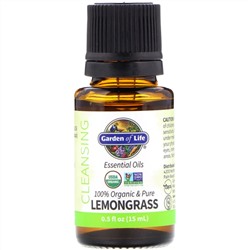 Garden of Life, 100% Organic & Pure, Essential Oils, Cleansing, Lemongrass, 0.5 fl oz (15 ml)