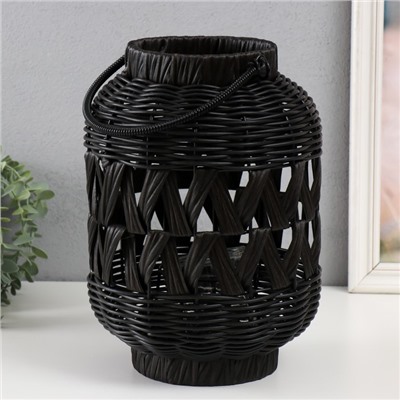 Подсвечник - фонарь на 1 свечу «Корзинка», пластик, чёрный, 30×21×21 см