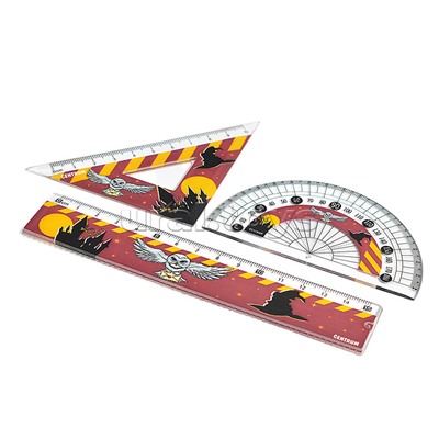 Набор линеек "Школа Магии" линейка, линейка-треугольник, транспортир, 3 шт., в ПВХ конверте