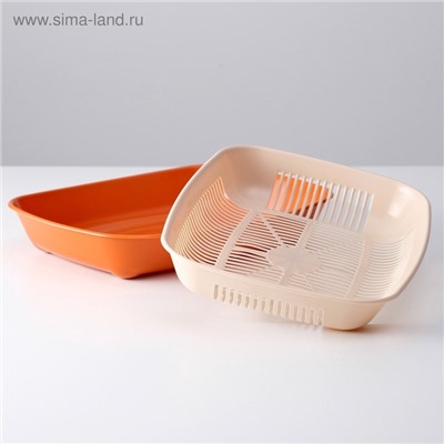 Туалет округлый с сеткой 33.5×25×6 см, бежево-коричневый