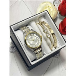 Подарочный набор для женщин часы, 2 браслета + коробка #22863149