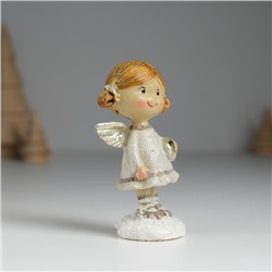 Фигурка полистоун «Ангелочек с хвостиками, в сером платьице», 4.5×3.5×8.5 см, МИКС