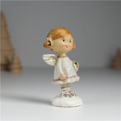 Фигурка полистоун «Ангелочек с хвостиками, в сером платьице», 4.5×3.5×8.5 см, МИКС