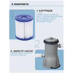 Бассейн каркасный Steel Pro, 305×76 см, фильтр-насос, круглый. 56679 Bestway
