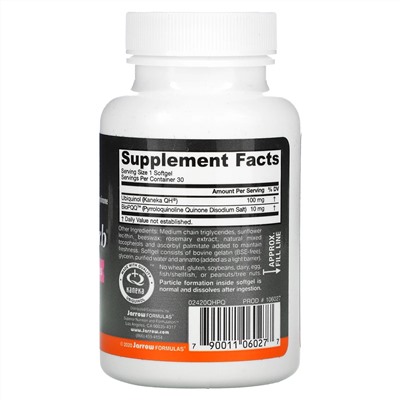 Jarrow Formulas, убихинол, QH-Absorb и пирролохинолинхинон, 30 капсул