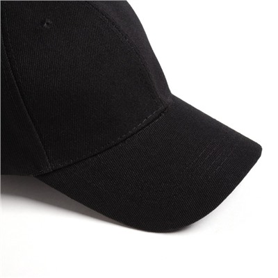 Бейсболка мужская однотонная MINAKU на липучке, размер 58, чёрная