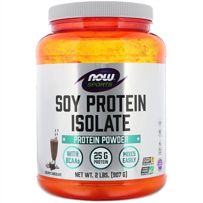 Now Foods, Sports, изолят соевого белка, кремовый шоколад, 907 г (2 фунта)