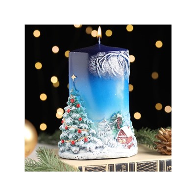 Свеча - цилиндр «Зимняя», 8×11.5×15 см