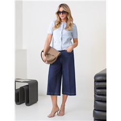 Джинсовые шорты бермуды со стрелками из эластичного денима