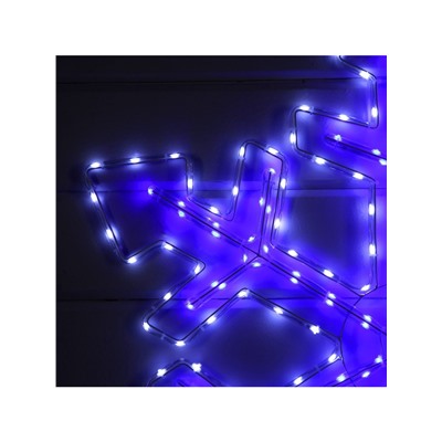 Светодиодная фигура «Снежинка», 90 см, дюралайт, 280 LED, 220 В, мигание, свечение белое/синее